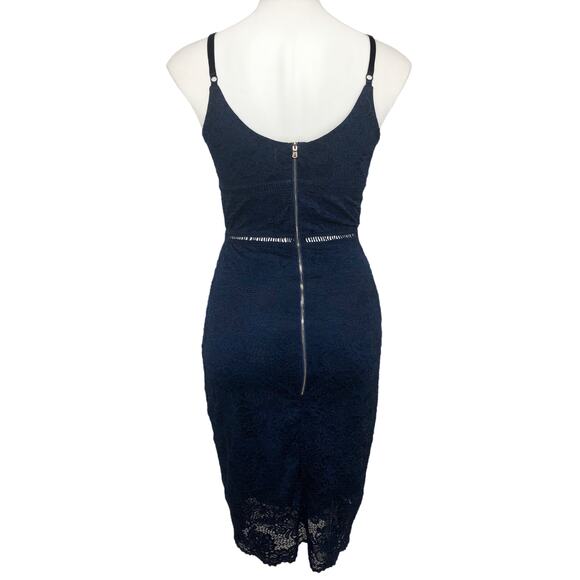 MiaoMiao Navy Lace Overlay Pencil Dress - Size Medium - Picture 6 of 13